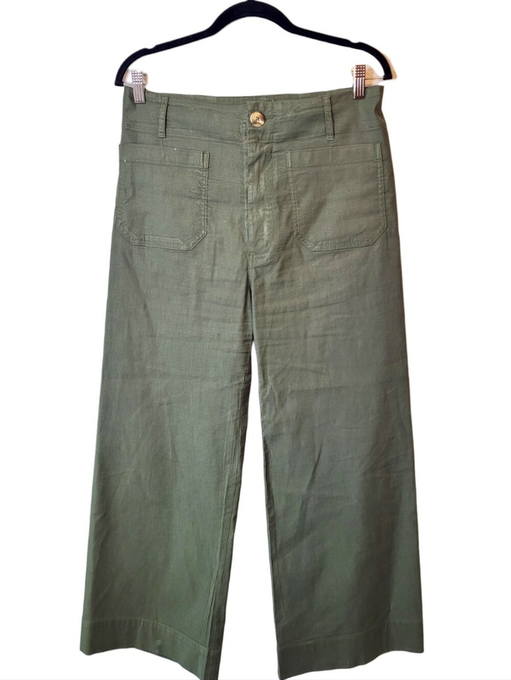 Maeve Anthro The Colette Women's Olive Green Wide-Leg Jeans Size 30